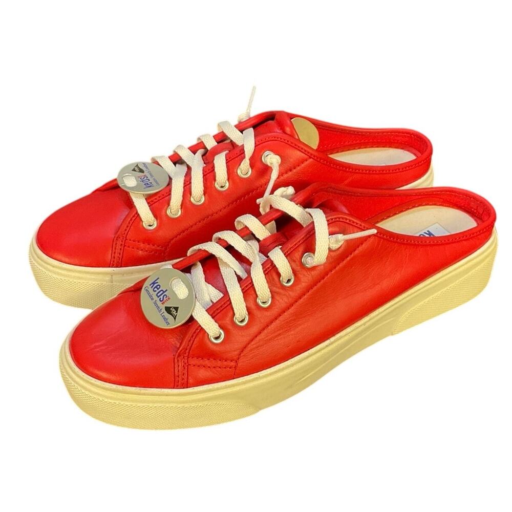 Keds Dawson Red Leather Mule Sneakers Womens 8.5 M New Box